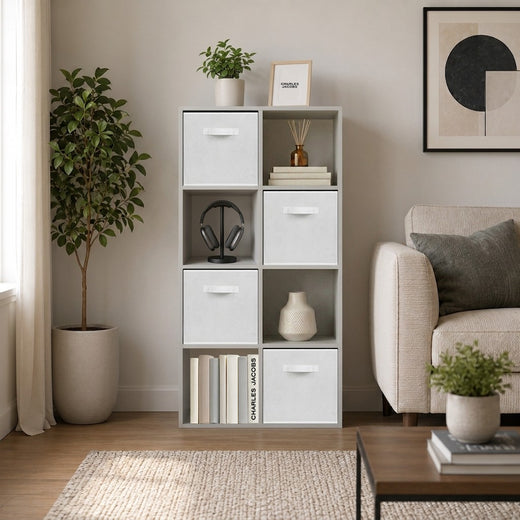Grey 8 Cube Open Book Shelf Storage Unit