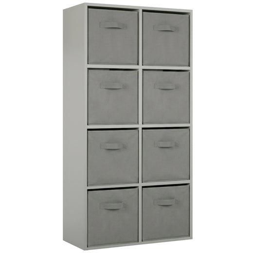 Grey 8 Cube Open Book Shelf Storage Unit