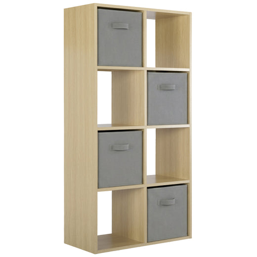 Oak 8 Cube Open Book Shelf Storage Unit
