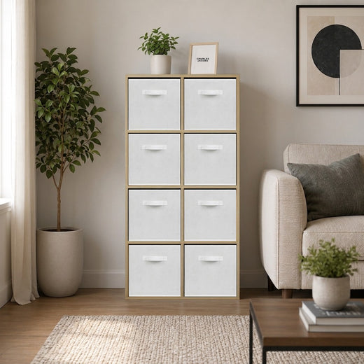 Oak 8 Cube Open Book Shelf Storage Unit