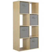 Thumbnail for Oak 8 Cube Open Book Shelf Storage Unit