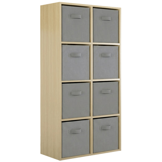Oak 8 Cube Open Book Shelf Storage Unit