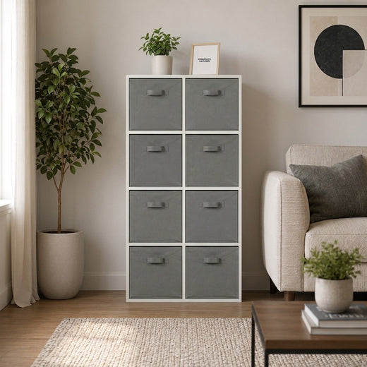 White 8 Cube Open Book Shelf Storage Unit