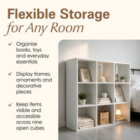 Thumbnail for White 9 Cube Open Book Shelf Storage