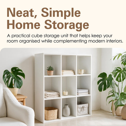 White 9 Cube Open Book Shelf Storage