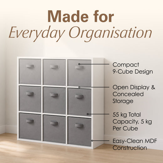 White 9 Cube Open Book Shelf Storage