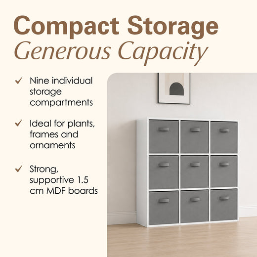 White 9 Cube Open Book Shelf Storage