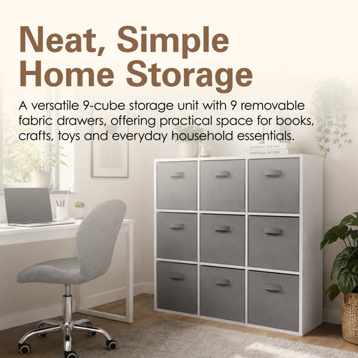 White 9 Cube Open Book Shelf Storage