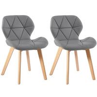 Thumbnail for Set of 2 Diamond Patterned Dining Chairs with Beech Wood Legs