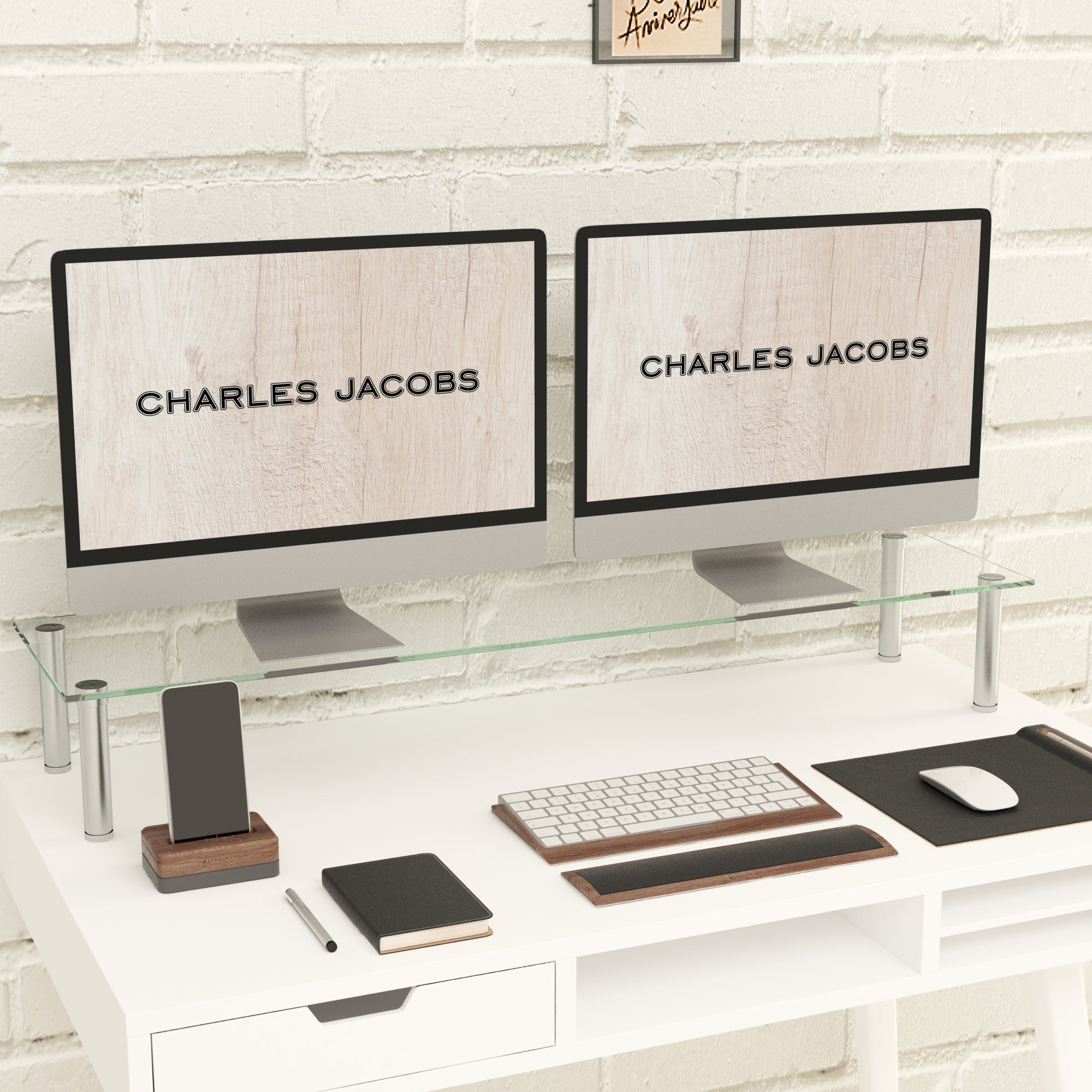 Monitor Riser 100cm Dual/Twin Monitor Riser Stand - 100cm Wide – Charles Jacobs Furniture