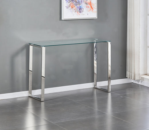 Clear Glass Tables with Mirrored Finish Chrome Legs