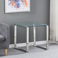Thumbnail for Clear Glass Tables with Mirrored Finish Chrome Legs