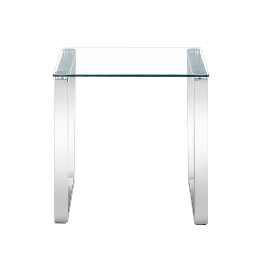 Clear Glass Side Table with Mirrored Finish Chrome Legs