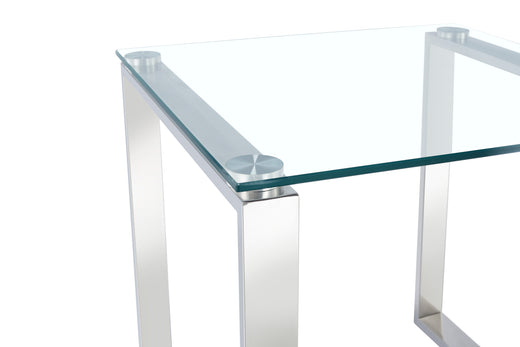 Clear Glass Side Table with Mirrored Finish Chrome Legs