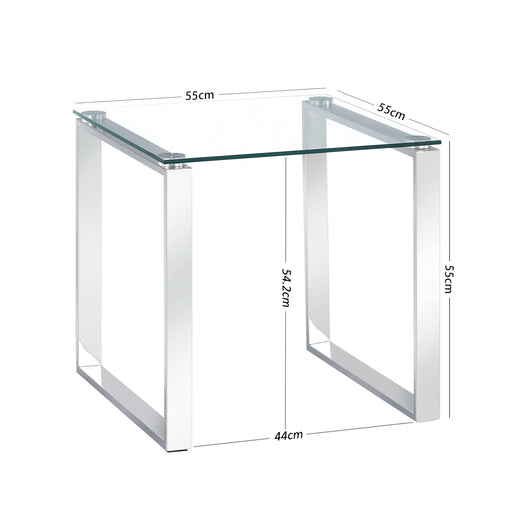 Clear Glass Tables with Mirrored Finish Chrome Legs