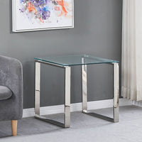 Thumbnail for Clear Glass Tables with Mirrored Finish Chrome Legs