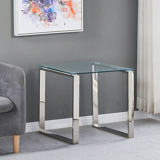 Clear Glass Tables with Mirrored Finish Chrome Legs