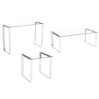 Thumbnail for Clear Glass Tables with Mirrored Finish Chrome Legs