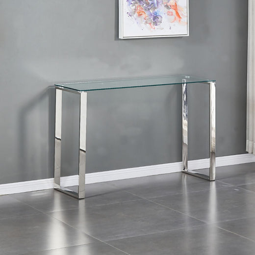 Clear Glass Tables with Mirrored Finish Chrome Legs