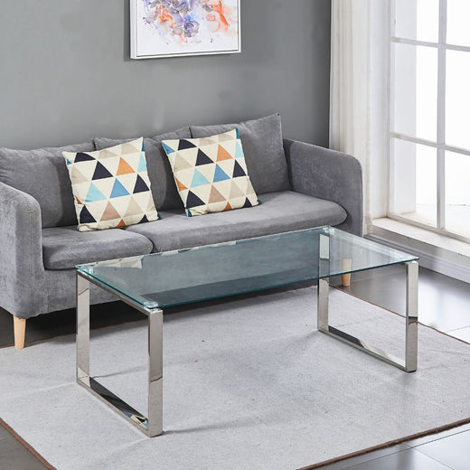 Clear Glass Tables with Mirrored Finish Chrome Legs