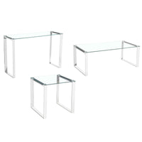Thumbnail for Clear Glass Tables with Mirrored Finish Chrome Legs