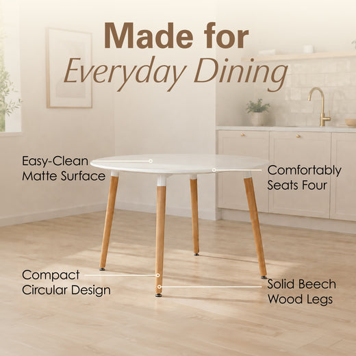 100cm Round Dining Table with Solid Beech Wood Legs