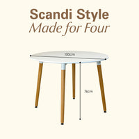 Thumbnail for 100cm Round Dining Table with Solid Beech Wood Legs