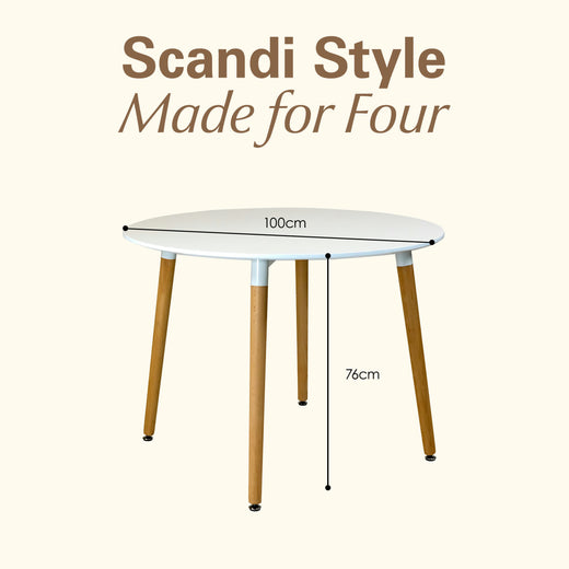100cm Round Dining Table with Solid Beech Wood Legs