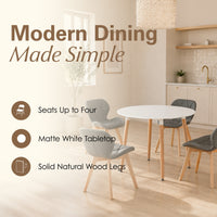 Thumbnail for 100cm Round Dining Table with Solid Beech Wood Legs
