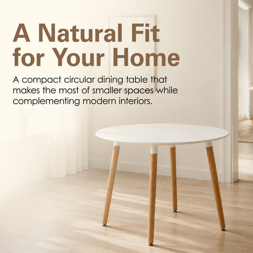 100cm Round Dining Table with Solid Beech Wood Legs