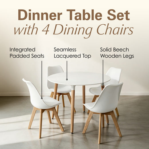 Circular Dinner Table Set with 4 Dining Chairs