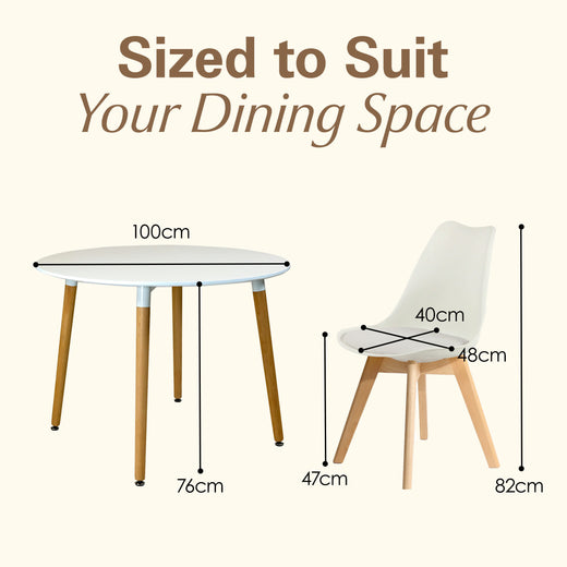 Circular Dinner Table Set with 4 Dining Chairs