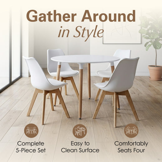 Circular Dinner Table Set with 4 Dining Chairs