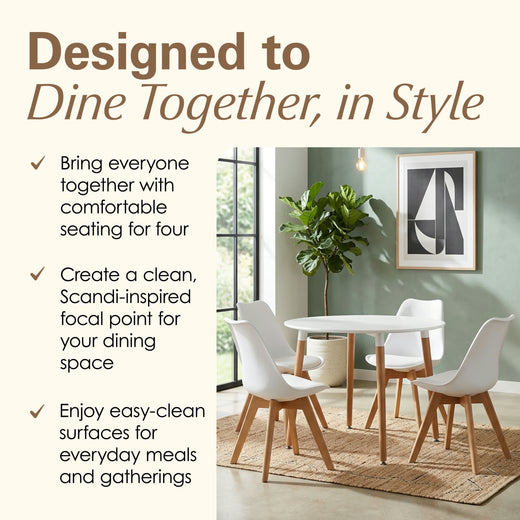 Circular Dinner Table Set with 4 Dining Chairs