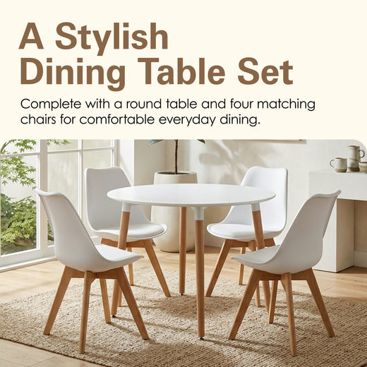 Circular Dinner Table Set with 4 Dining Chairs