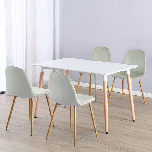 Rectangular 4 Seat Dining Table and Chair Scandi Round Kitchen Nordic Dinner Set