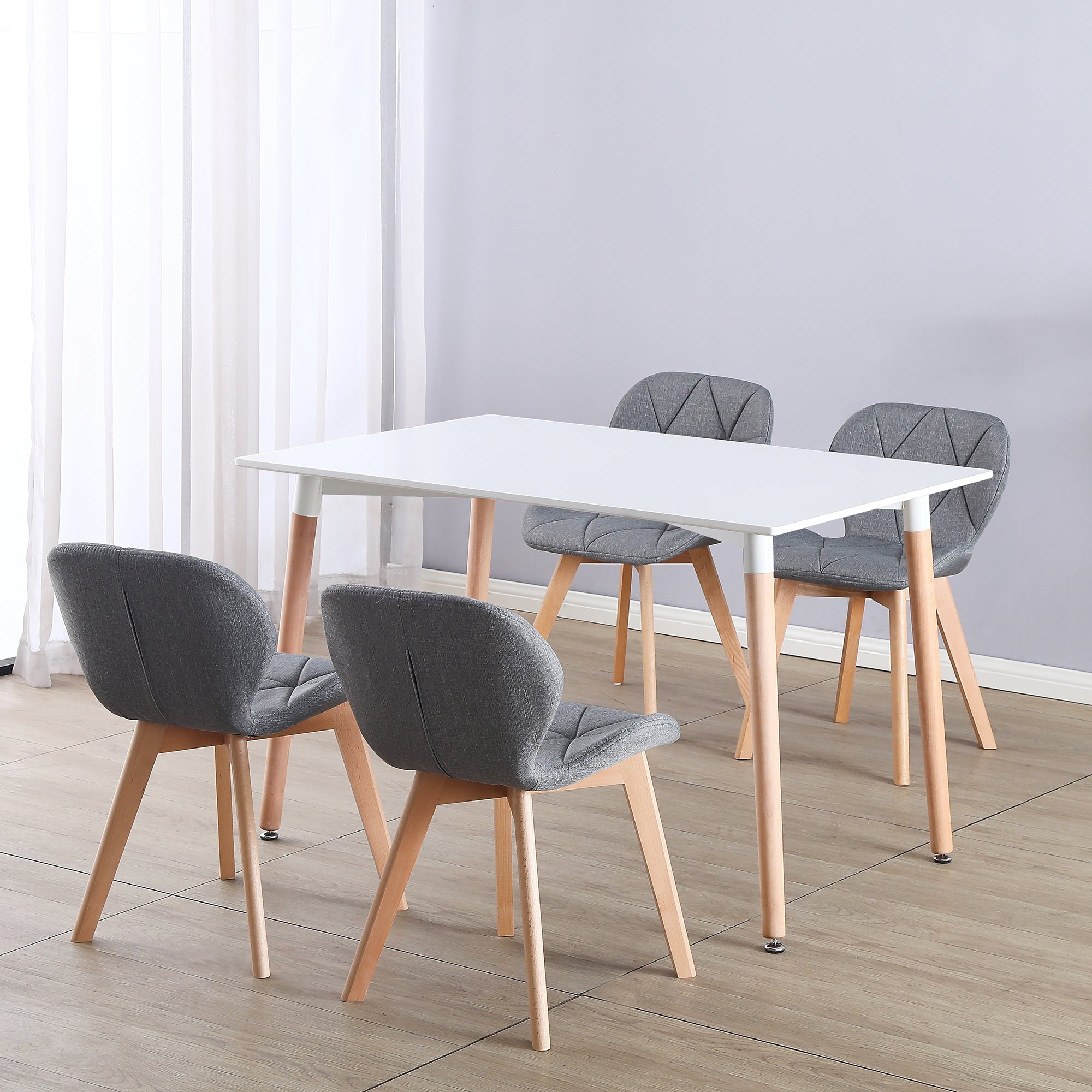 Scandi Rectangle Small Table 4 Seat Dining Table and Chair Scandi Rectangular Kitchen Nordic Dinner ...