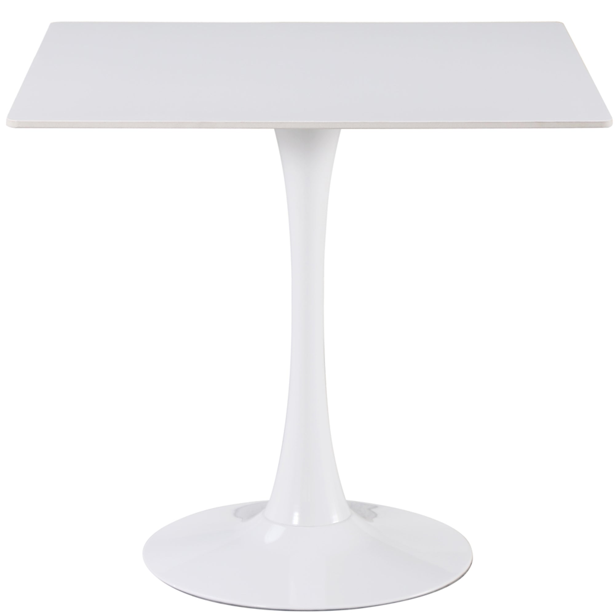 Simple White Tabletop Square Dining Table White Ceramic Tabletop Solid Metal Base – Charles ...