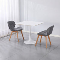 Thumbnail for Two gray fabric chairs on a white ceramic coated table on a lifestyle background