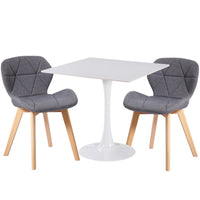 Thumbnail for Two gray fabric chairs on a white ceramic coated table on a white background