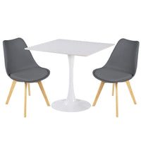 Thumbnail for Two gray PU leather chairs on a white ceramic coated table on a white background