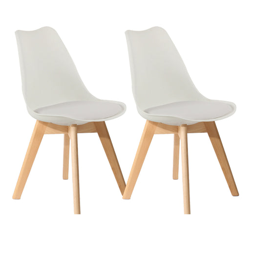 Two white PU leather chairs on a white background]