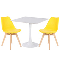 Thumbnail for A white ceramic coated table, and two chairs on a white background
