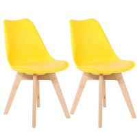 Thumbnail for Two yellow PU leather chairs on a white background