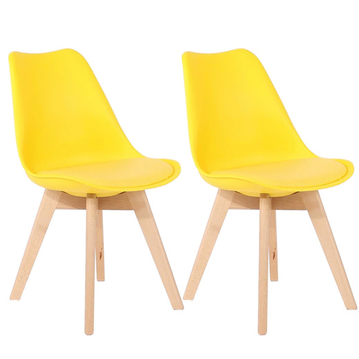 Two yellow PU leather chairs on a white background