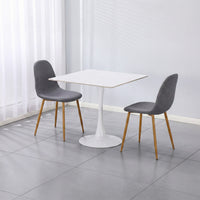 Thumbnail for Two gray velvet chairs on a white ceramic coated table on a lifestyle background