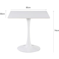 Thumbnail for A white ceramic coated table on a white background, showcasing the dimensions