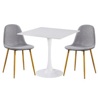 Thumbnail for Two gray fabric chairs on a white ceramic coated table on a white background