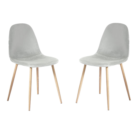 Two grey velvet chairs on a white background