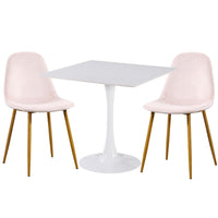 Thumbnail for Two pink velvet chairs and a ceramic coated table on a white background